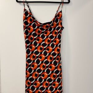 Stylish Orange and Black Patterned Dress